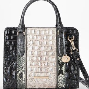 ✅ Brahmin CAMI CHARCOAL NOTTINGHAM Leather Satchel ✨NWT, COA, DUST BAG